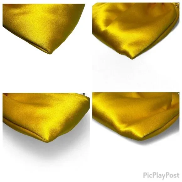 Zimmermann Women's Gathered Satin Pouch - Sunflower Yellow/Gold NWT